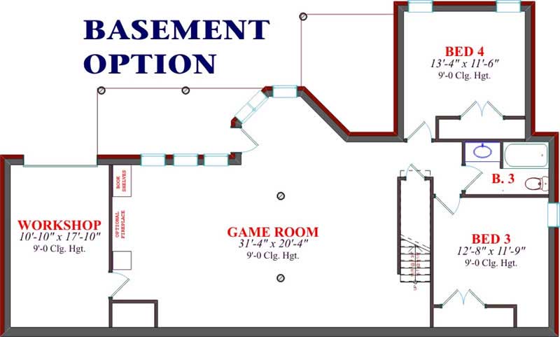 Floor Plan Basement of Contemporary Plan #144-1052