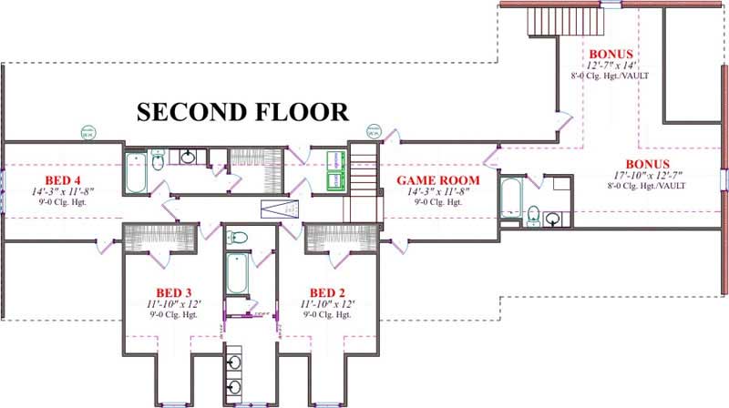 Floor Plan First Story of Country Plan #144-1055