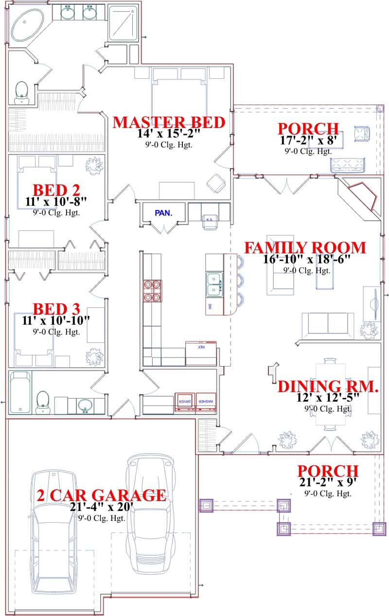 Floor Plan First Story of Small House Plans #144-1058