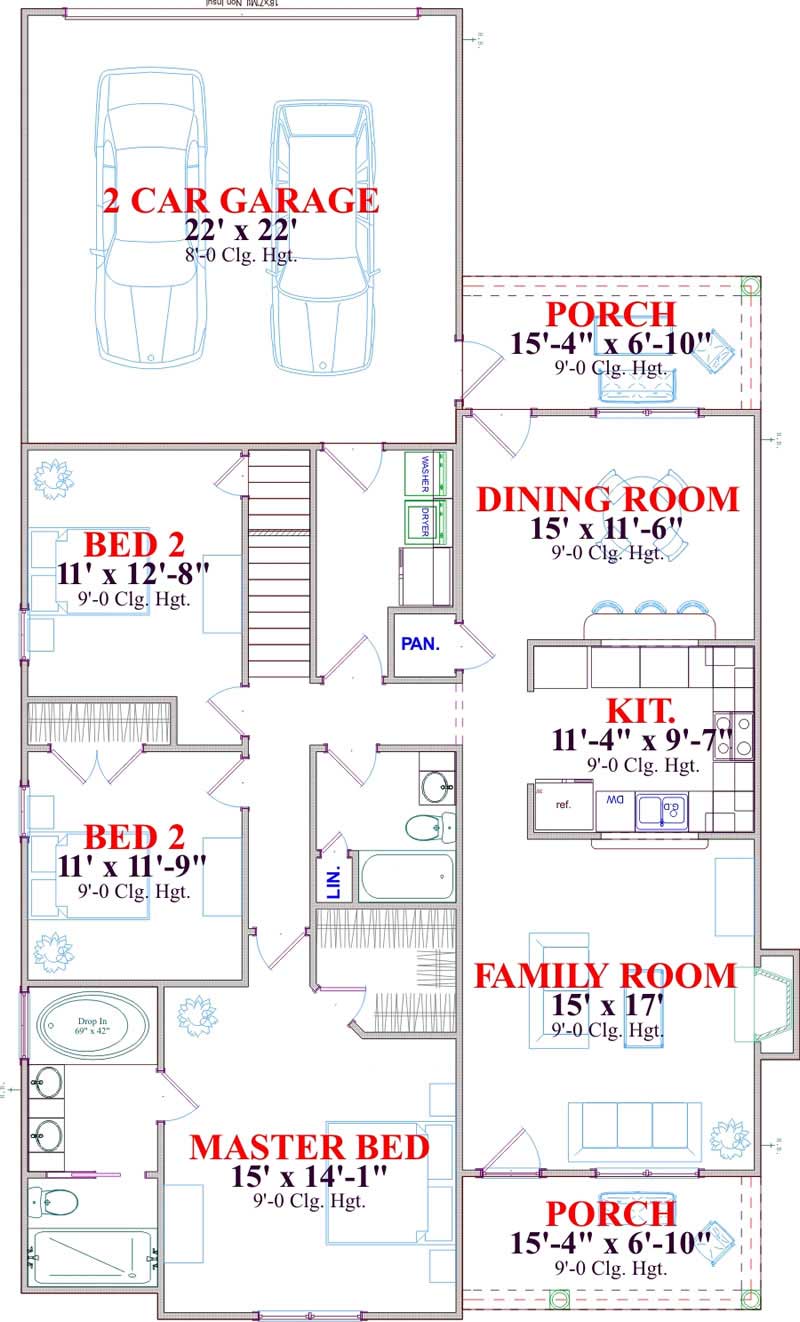 Floor Plan First Story of Country Plan #144-1060