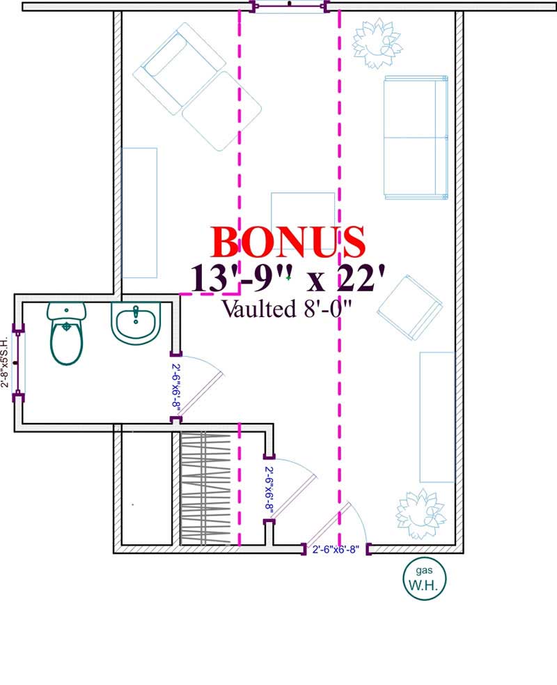 Floor Plan Second Story of Country Plan #144-1060