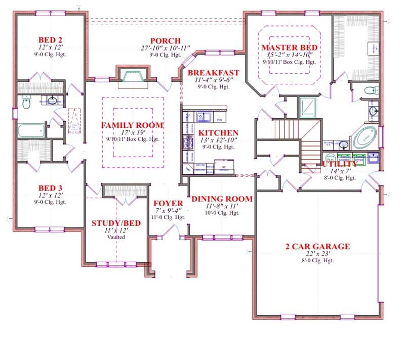 Floor Plan First Story of Contemporary Plan #144-1067