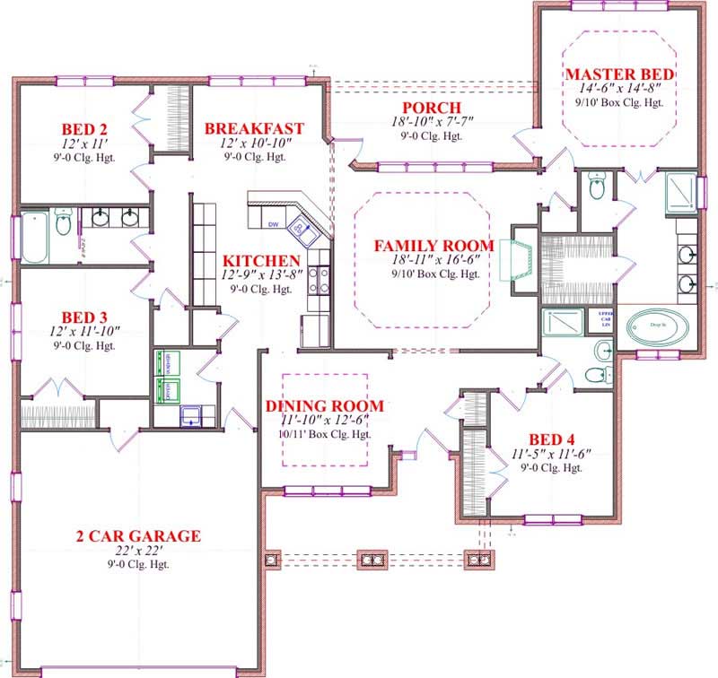 Floor Plan First Story of Contemporary Plan #144-1068