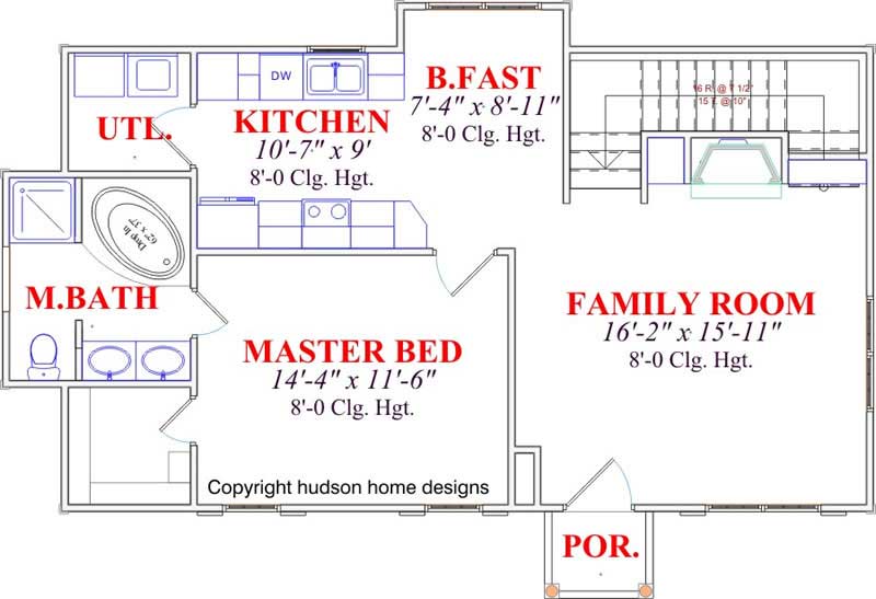 Floor Plan First Story of Country Plan #144-1069