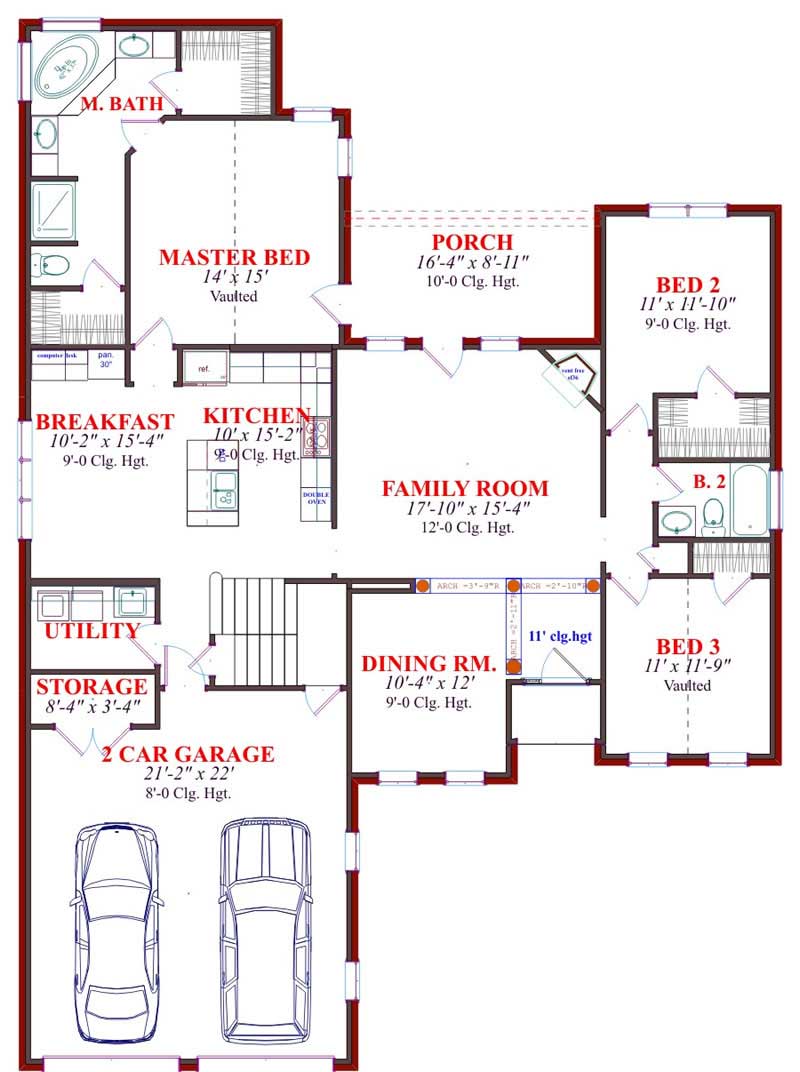 Floor Plan First Story of Contemporary Plan #144-1070
