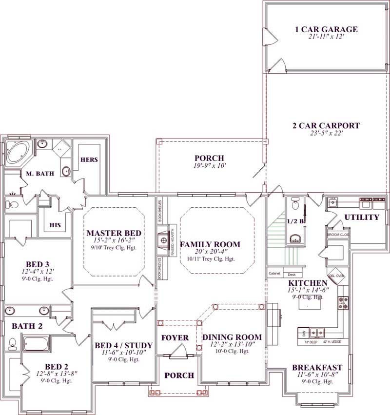 Floor Plan First Story of Country Plan #144-1073