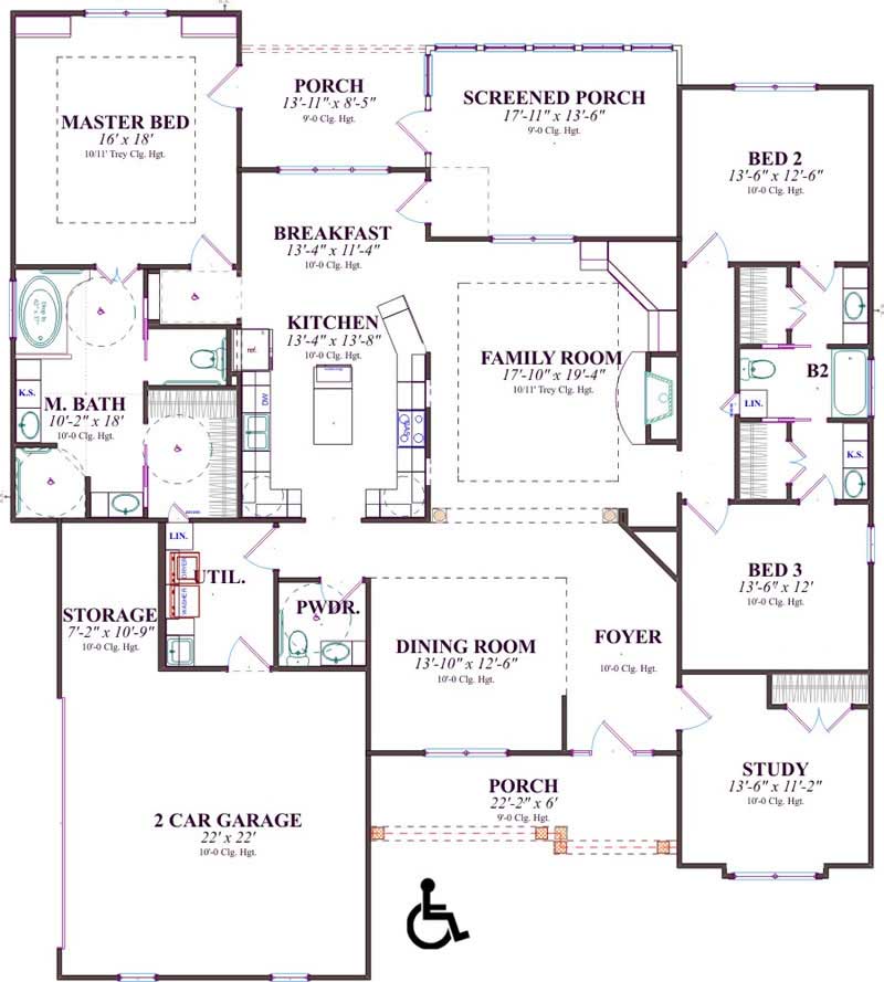 Floor Plan First Story of Country Plan #144-1074