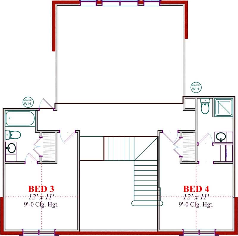 Floor Plan Second Story of Contemporary Plan #144-1076