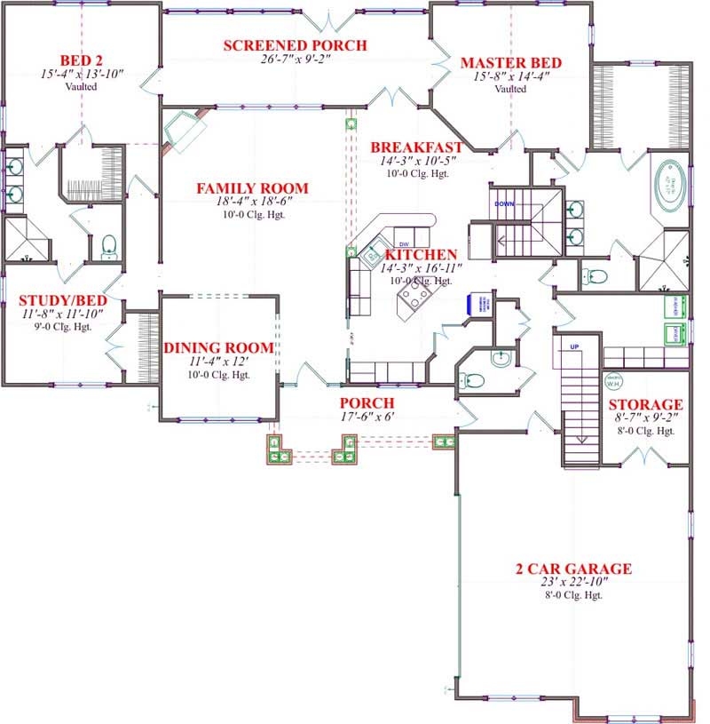 Floor Plan First Story of Country Plan #144-1078
