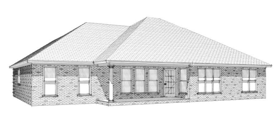 Home Plan Rear Elevation of this 4-Bedroom,1846 Sq Ft Plan -144-1079