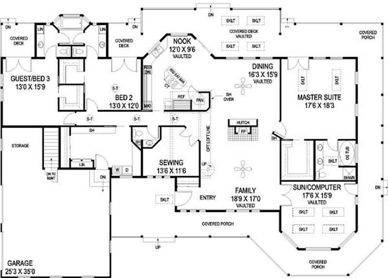Floor Plan First Story of Country Plan #145-1000
