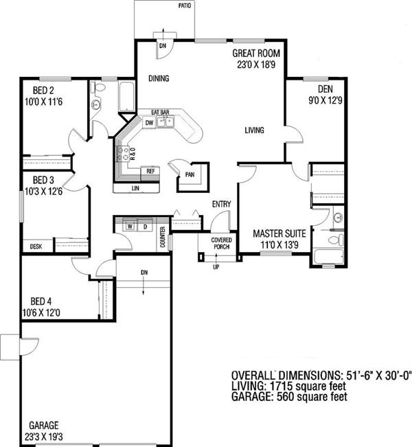 Floor Plan First Story of Small House Plans #145-1003