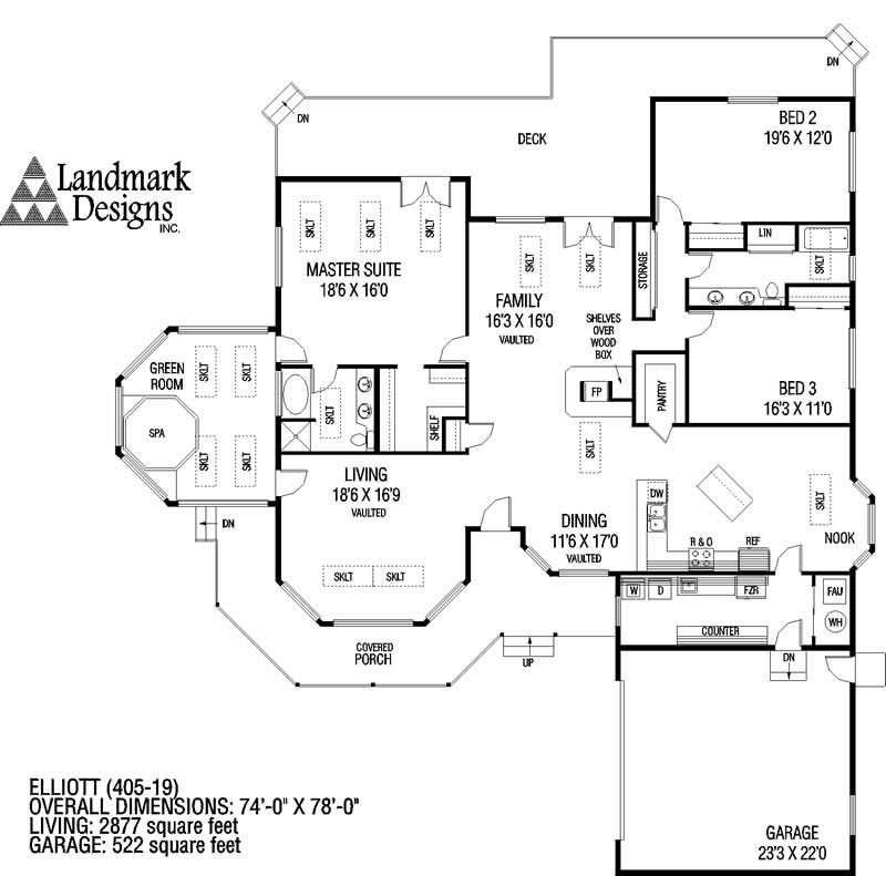 Floor Plan First Story of Country Plan #145-1005