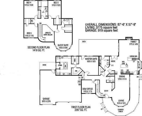Floor Plan First Story of Contemporary Plan #145-1007
