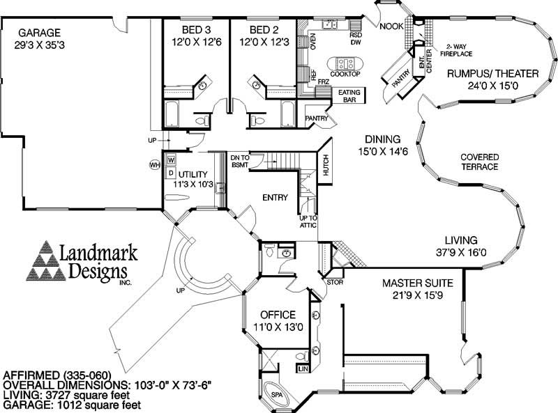 Floor Plan First Story of Country Plan #145-1011