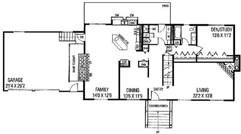 Floor Plan First Story of Traditional Plan #145-1013