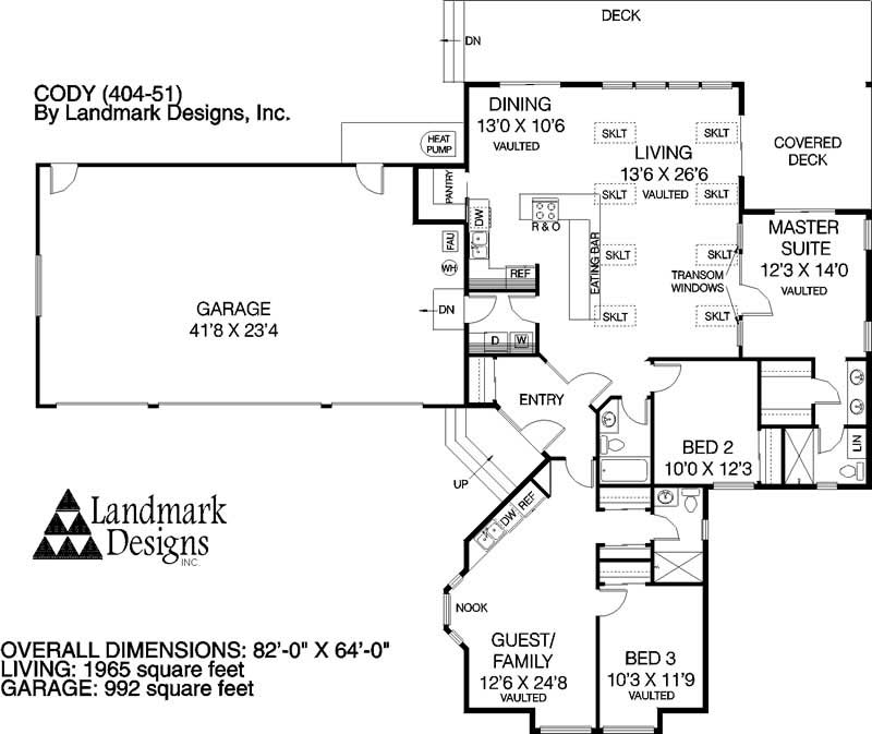 Floor Plan First Story of Ranch Plan #145-1020