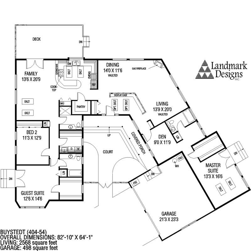 Floor Plan First Story of Ranch Plan #145-1021