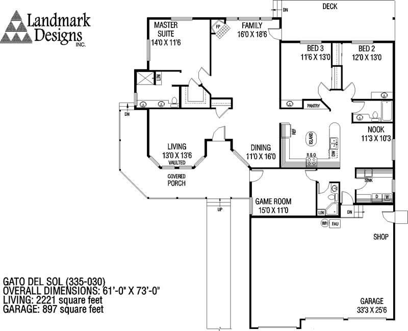 Floor Plan First Story of Country Plan #145-1023