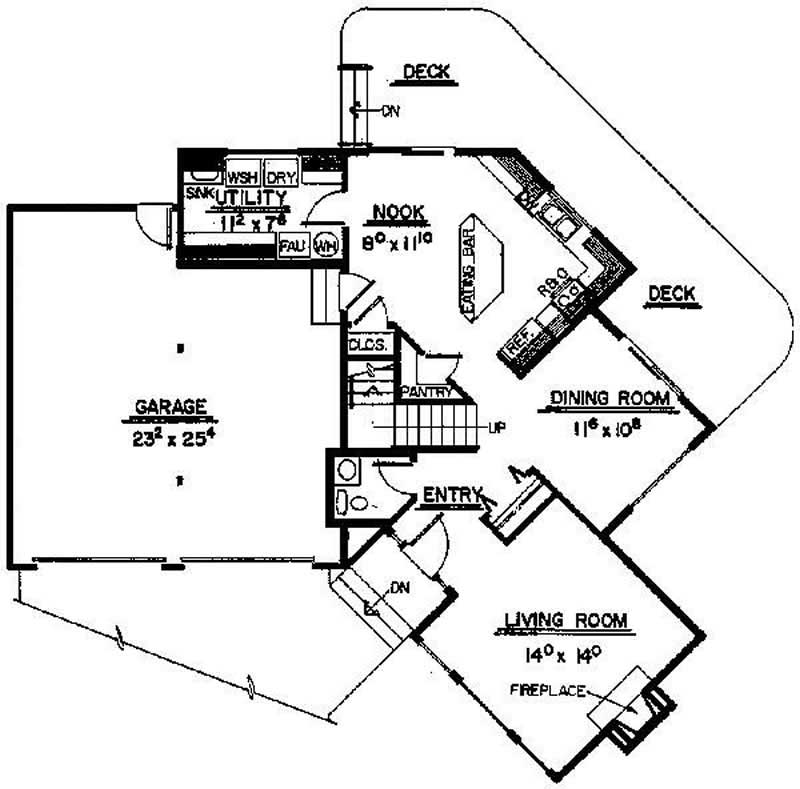 Floor Plan First Story of Small House Plans #145-1028