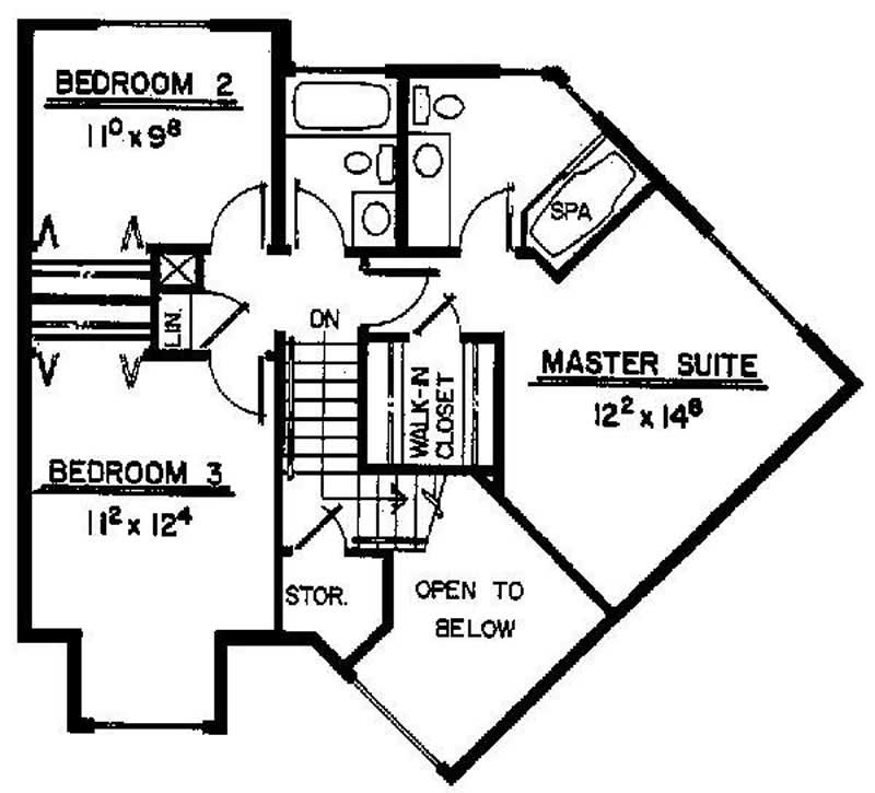 Floor Plan Second Story of Small House Plans #145-1028