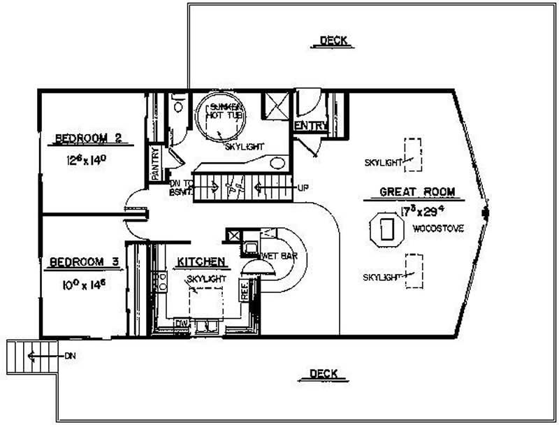Floor Plan Second Story of Log Cabin Plan #145-1029