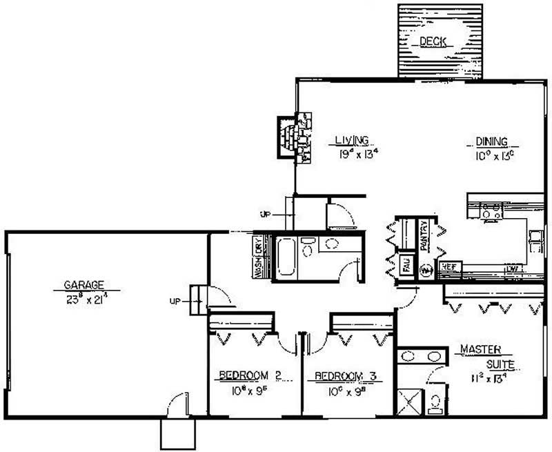 Floor Plan First Story of Ranch Plan #145-1030