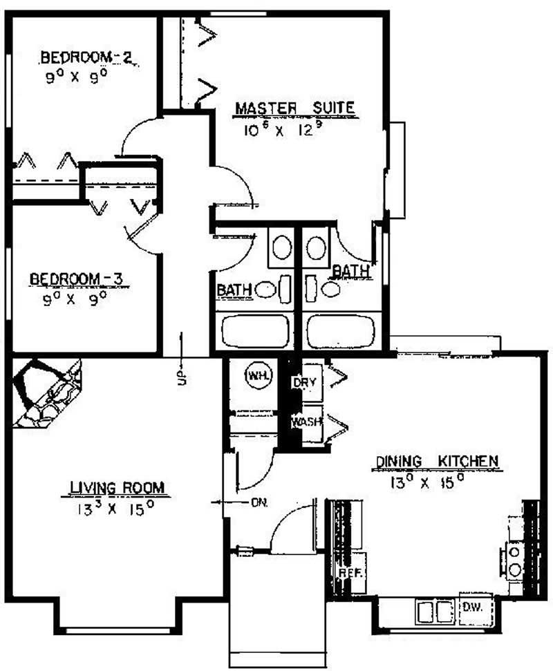 Floor Plan First Story of Log Cabin Plan #145-1031