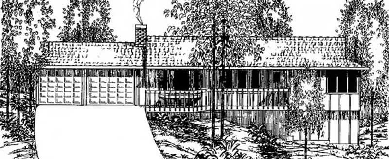 Front view of Contemporary home (ThePlanCollection: House Plan #145-1032)