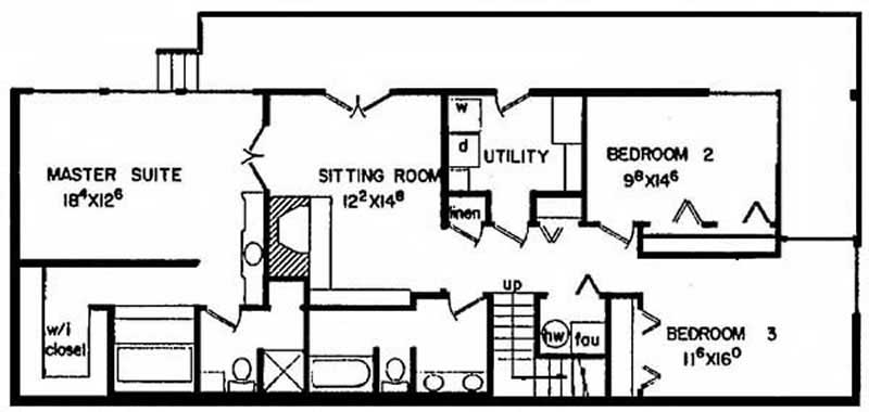 Floor Plan First Story of Contemporary Plan #145-1032
