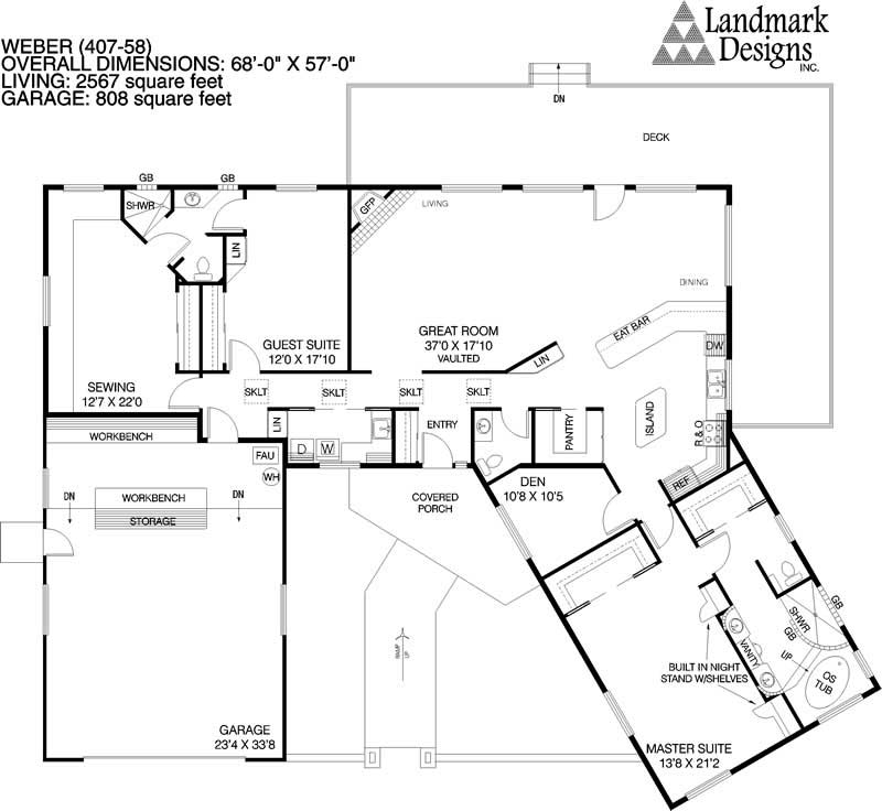 Floor Plan First Story of Contemporary Plan #145-1033