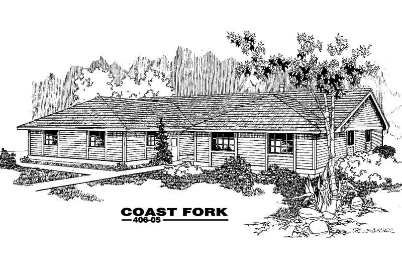 Front view of Country home (ThePlanCollection: House Plan #145-1038)