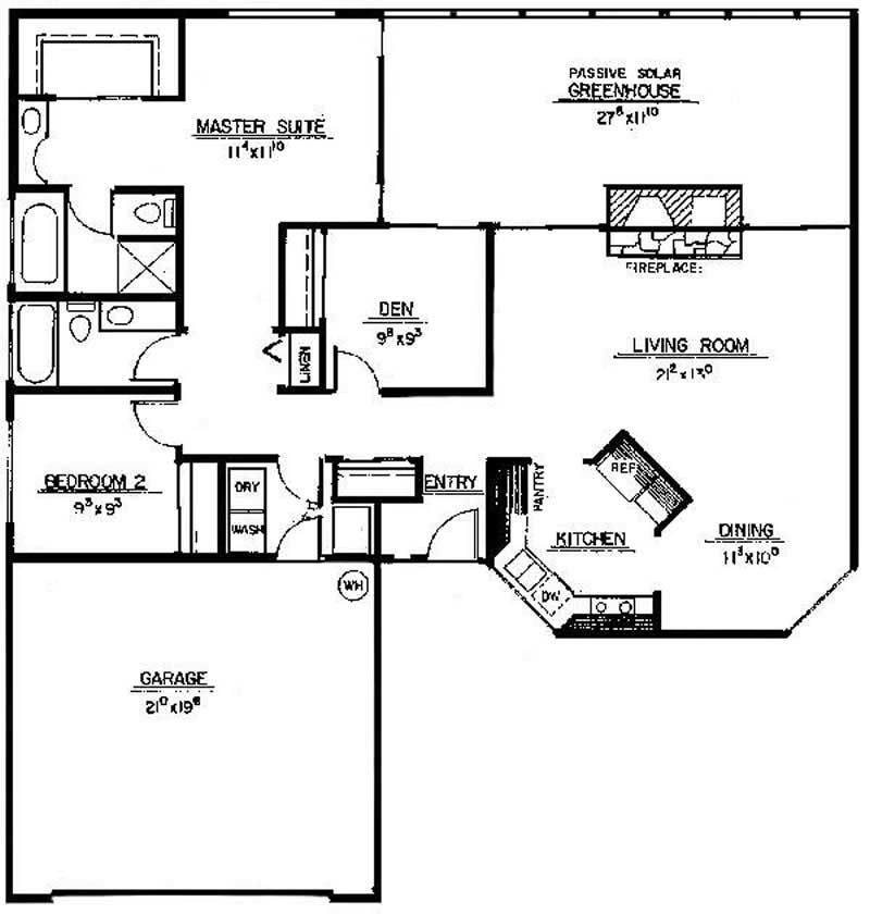 Floor Plan First Story of Log Cabin Plan #145-1039