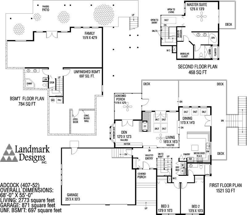 Floor Plan First Story of Contemporary Plan #145-1040