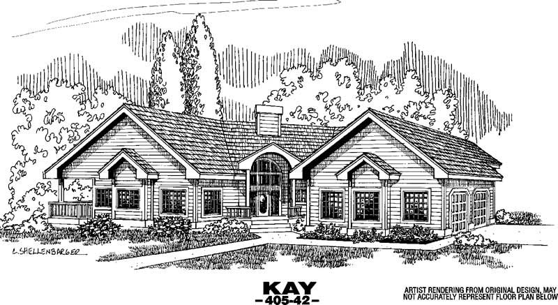 Front view of Country home (ThePlanCollection: House Plan #145-1043)