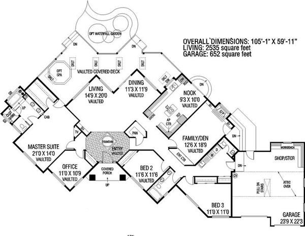 Floor Plan First Story of Colonial Plan #145-1044