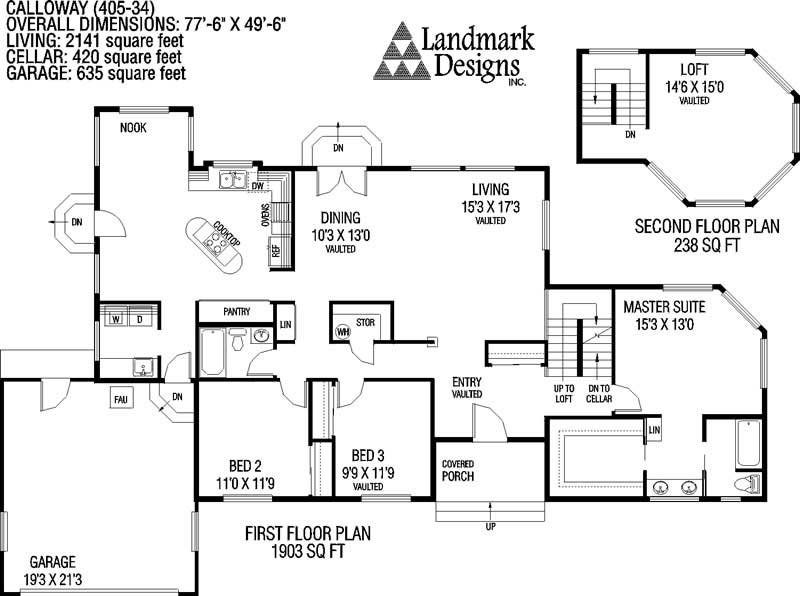 Floor Plan First Story of Contemporary Plan #145-1049