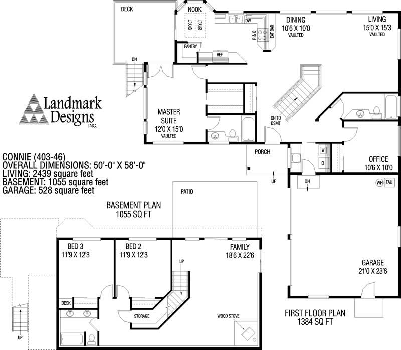 Floor Plan First Story of Small House Plans #145-1050