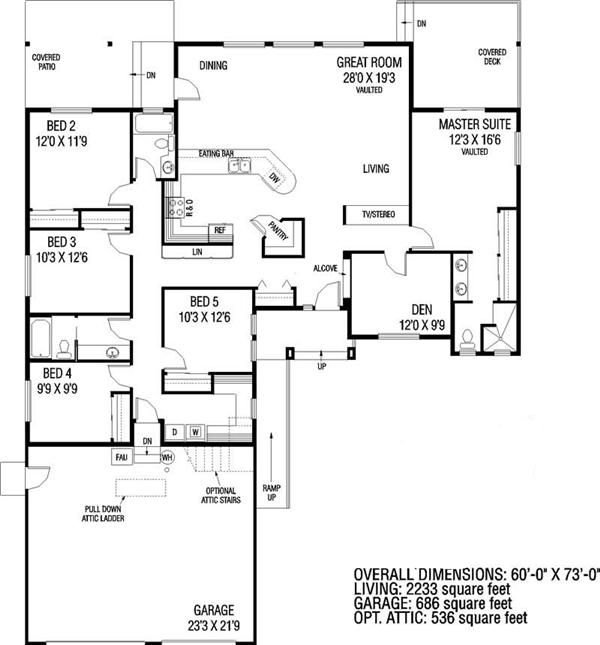 Floor Plan First Story of Colonial Plan #145-1051