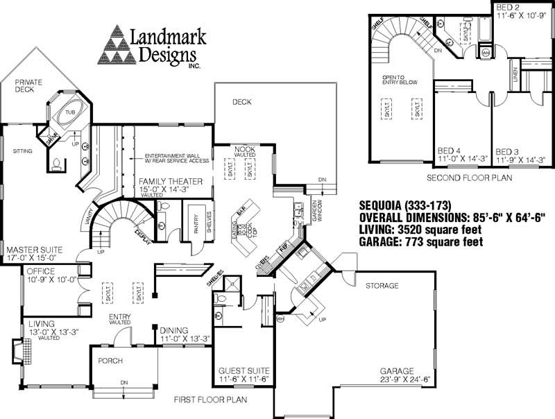 Floor Plan First Story of Luxury Plan #145-1060