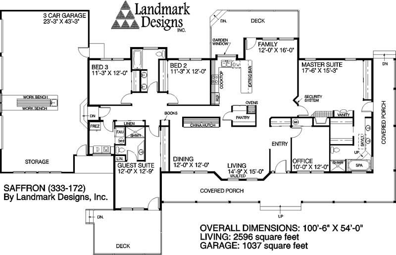 Floor Plan First Story of Country Plan #145-1061