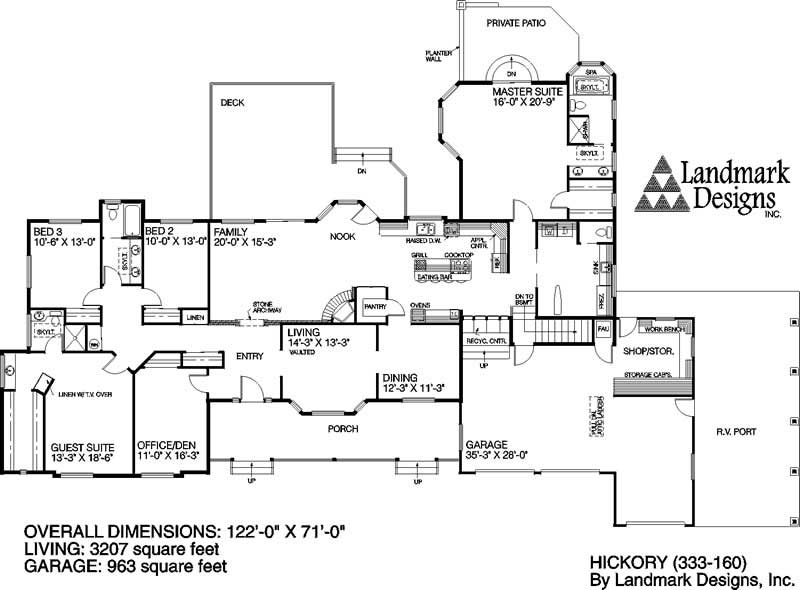 Floor Plan First Story of Ranch Plan #145-1063