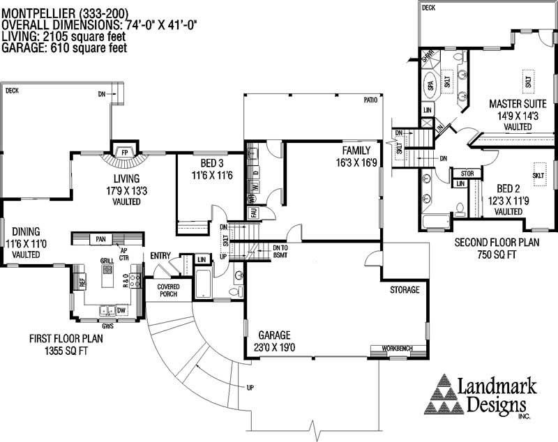 Floor Plan First Story of Contemporary Plan #145-1064