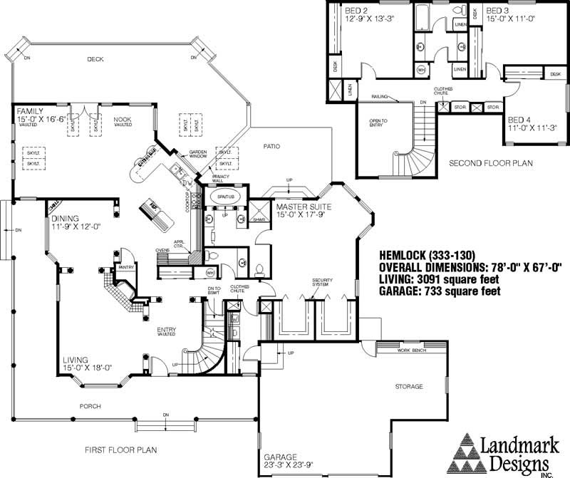 Floor Plan First Story of Ranch Plan #145-1068