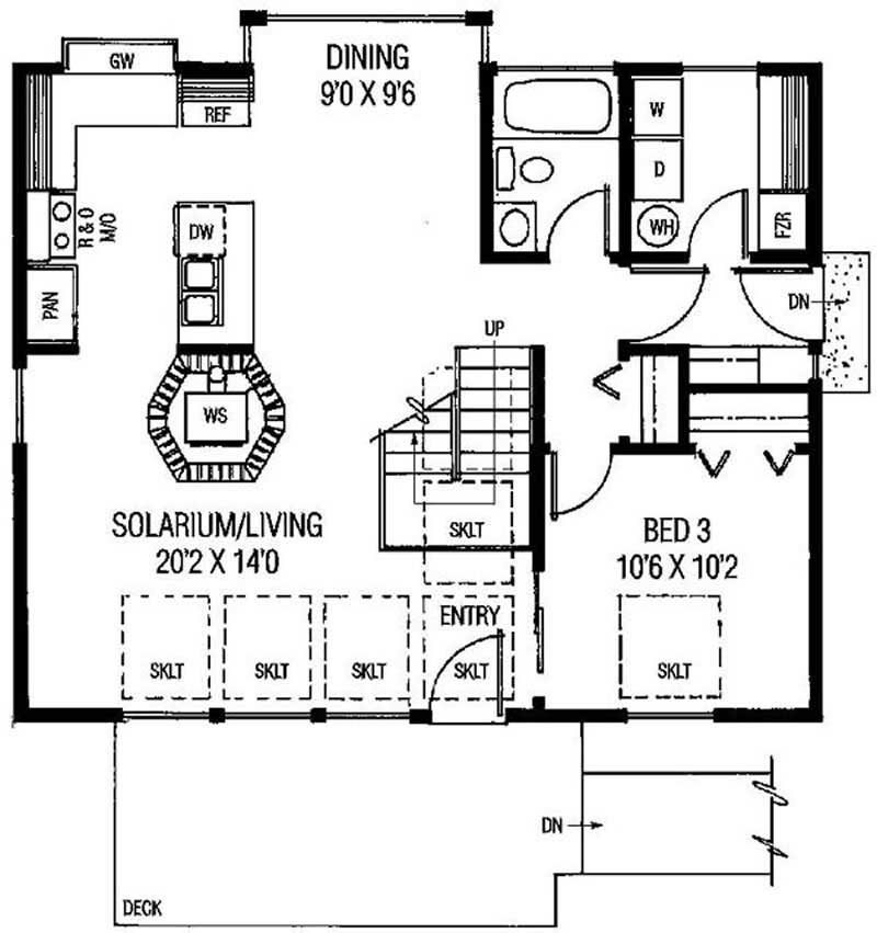 Floor Plan First Story of Log Cabin Plan #145-1081