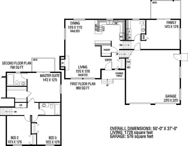 Floor Plan Main Level of Contemporary Plan #145-1083