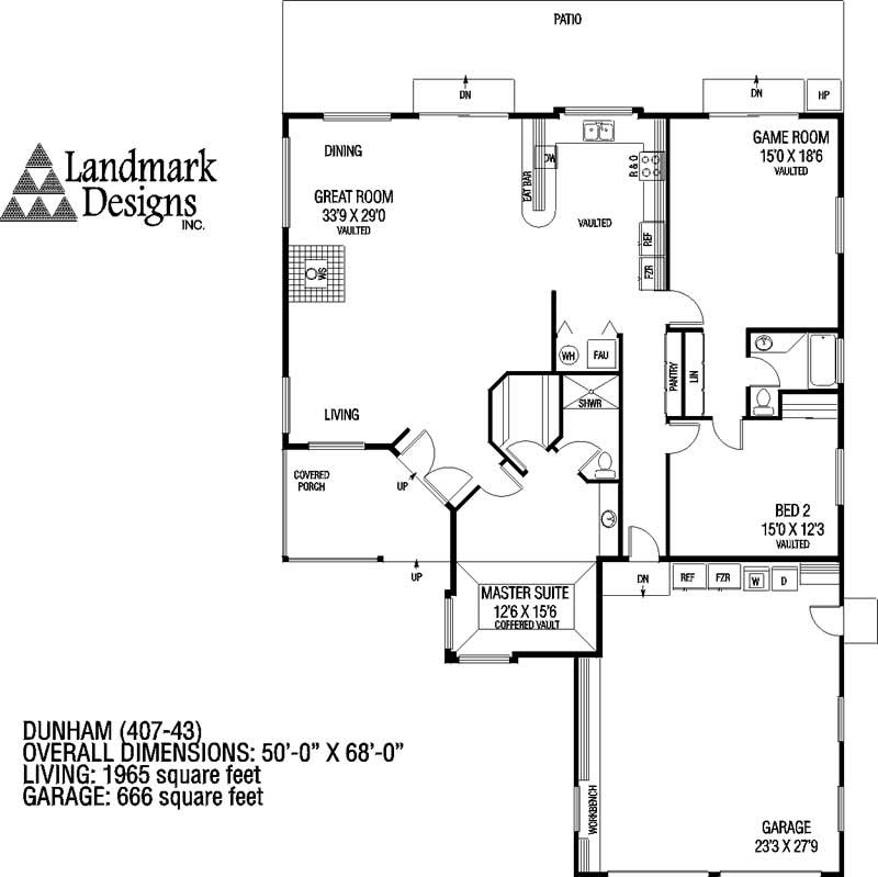 Floor Plan First Story of Country Plan #145-1085