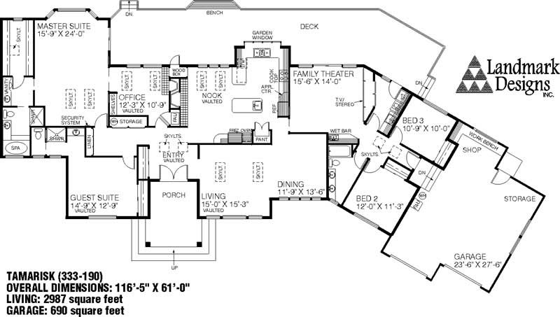 Floor Plan First Story of Ranch Plan #145-1092