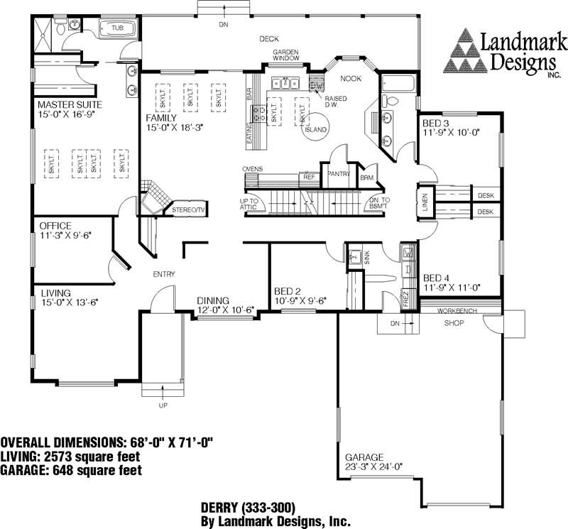 Floor Plan First Story of Ranch Plan #145-1099