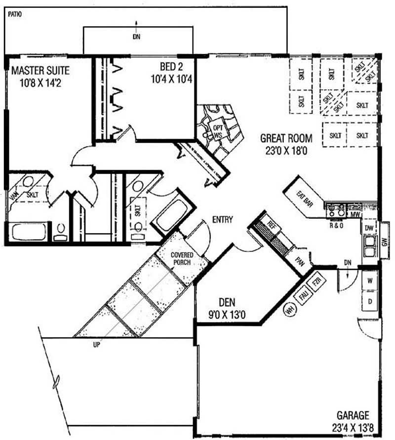 Floor Plan First Story of Ranch Plan #145-1111